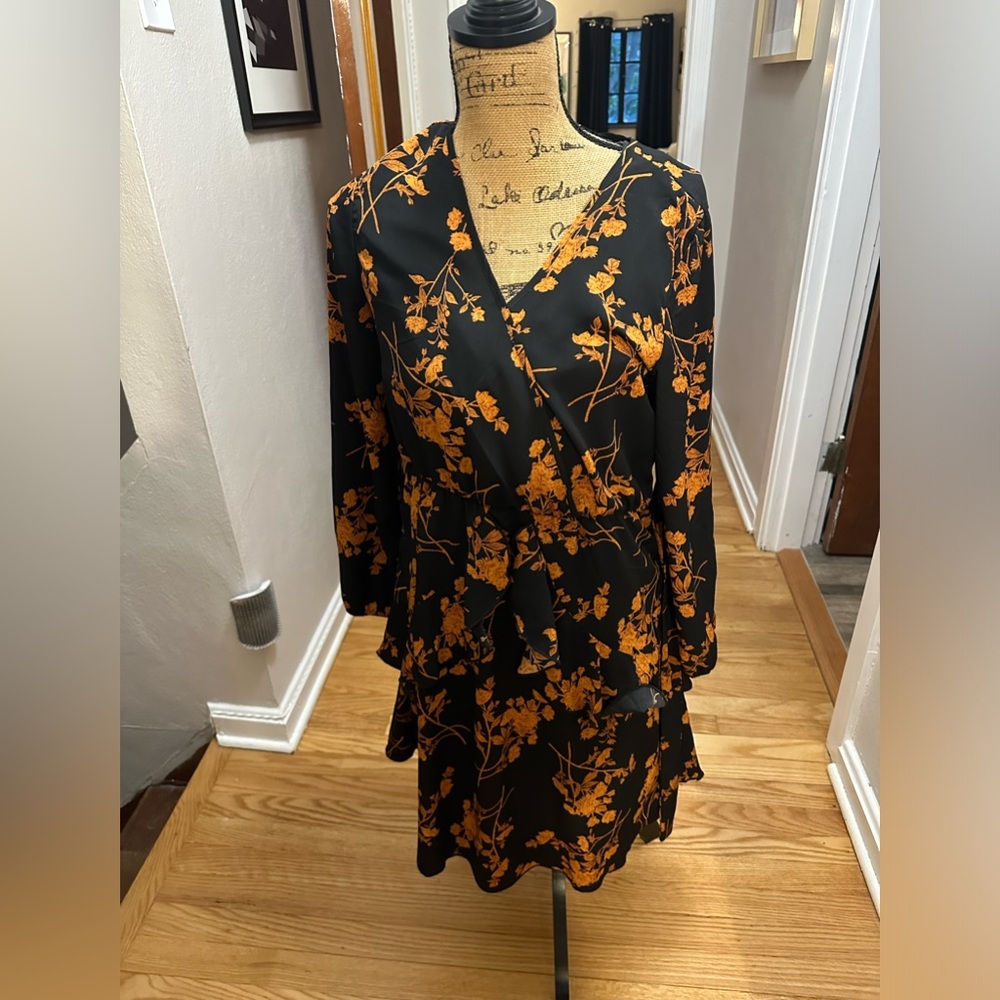 Black Dress with Orange Details